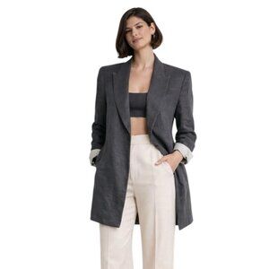 Zara Dark Gray Oversized Linen Blazer